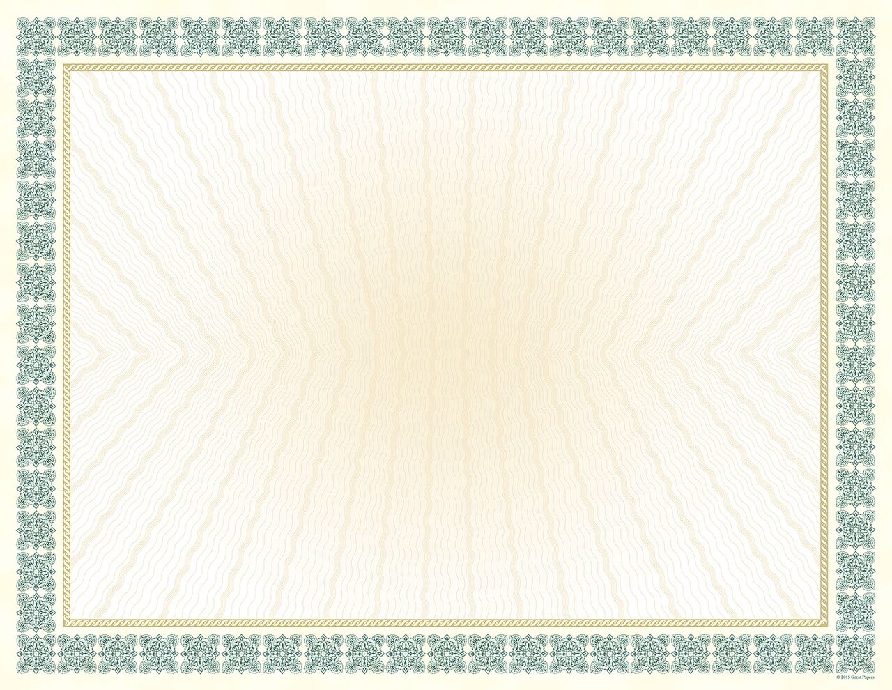 Great Papers! Westminster Certificate with Foil, Green Border, 8.5" x 11", Printer Compatible, 15 Count